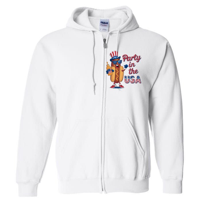 Funny 4th Of July Hot Dog Party In The Usa Full Zip Hoodie