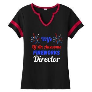 Funny 4th Of July Wife Of An Awesome Fireworks Director Cool Gift Ladies Halftime Notch Neck Tee