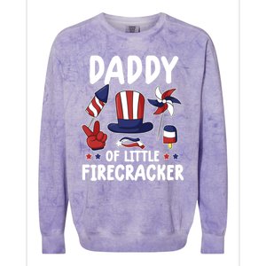 Father 4th Of July Gift Daddy Of Little Firecracker Gift Colorblast Crewneck Sweatshirt