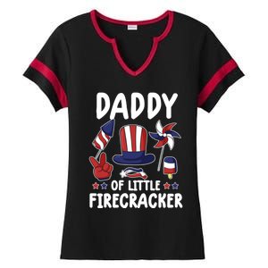 Father 4th Of July Gift Daddy Of Little Firecracker Gift Ladies Halftime Notch Neck Tee