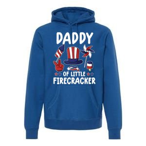 Father 4th Of July Gift Daddy Of Little Firecracker Gift Premium Hoodie