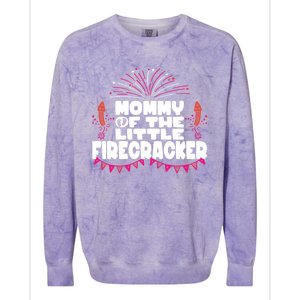 Firework 4th Of July Mommy Of The Little Firecracker Gift Colorblast Crewneck Sweatshirt