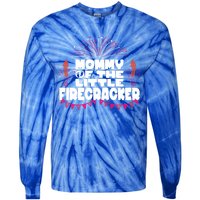 Firework 4th Of July Mommy Of The Little Firecracker Gift Tie-Dye Long Sleeve Shirt