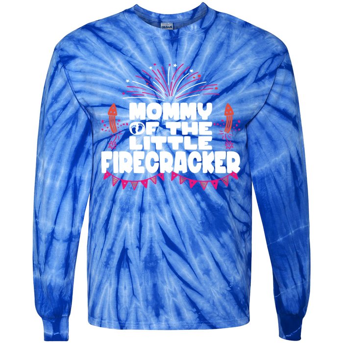 Firework 4th Of July Mommy Of The Little Firecracker Gift Tie-Dye Long Sleeve Shirt