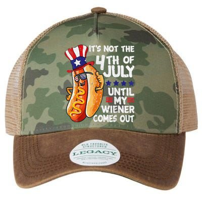 Funny 4th of July HotDog Wiener Comes Out Adult Humor Legacy Tie Dye Trucker Hat