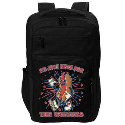 Funny 4th Of July Im Just Here For The Wieners Retro Cartoon Hotdog Impact Tech Backpack