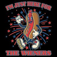 Funny 4th Of July Im Just Here For The Wieners Retro Cartoon Hotdog 16 in Basic Backpack