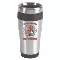 Funny 4th Of July Im Just Here For The Wieners Retro Cartoon Hotdog 16oz Travel Tumbler