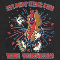 Funny 4th Of July Im Just Here For The Wieners Retro Cartoon Hotdog 25L Jumbo Tote