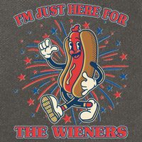 Funny 4th Of July Im Just Here For The Wieners Retro Cartoon Hotdog Cotton Canvas Backpack