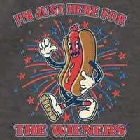 Funny 4th Of July Im Just Here For The Wieners Retro Cartoon Hotdog Vector Backpack