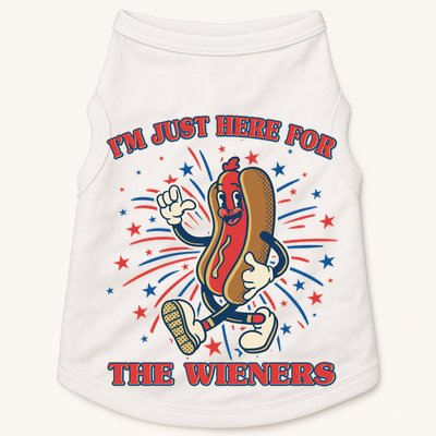 Funny 4th Of July Im Just Here For The Wieners Retro Cartoon Hotdog Doggie Tank