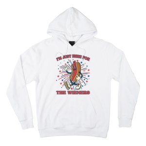 Funny 4th Of July Im Just Here For The Wieners Retro Cartoon Hotdog Hoodie