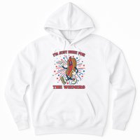 Funny 4th Of July Im Just Here For The Wieners Retro Cartoon Hotdog Hoodie