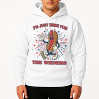 Funny 4th Of July Im Just Here For The Wieners Retro Cartoon Hotdog Hoodie
