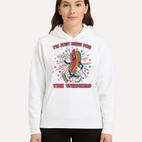 Funny 4th Of July Im Just Here For The Wieners Retro Cartoon Hotdog Hoodie