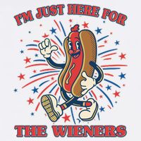 Funny 4th Of July Im Just Here For The Wieners Retro Cartoon Hotdog Hoodie