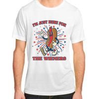 Funny 4th Of July Im Just Here For The Wieners Retro Cartoon Hotdog Adult ChromaSoft Performance T-Shirt