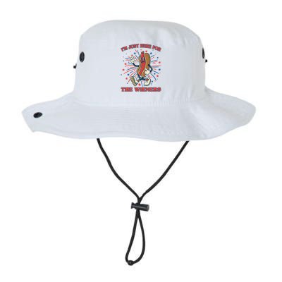 Funny 4th Of July Im Just Here For The Wieners Retro Cartoon Hotdog Bucket Hat