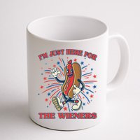Funny 4th Of July Im Just Here For The Wieners Retro Cartoon Hotdog Mug