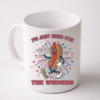 Funny 4th Of July Im Just Here For The Wieners Retro Cartoon Hotdog Mug