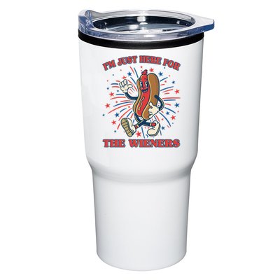 Funny 4th Of July Im Just Here For The Wieners Retro Cartoon Hotdog Tumbler