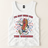 Funny 4th Of July Im Just Here For The Wieners Retro Cartoon Hotdog Tank Top