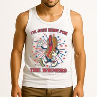 Funny 4th Of July Im Just Here For The Wieners Retro Cartoon Hotdog Tank Top