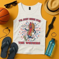 Funny 4th Of July Im Just Here For The Wieners Retro Cartoon Hotdog Tank Top