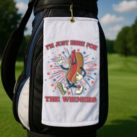 Funny 4th Of July Im Just Here For The Wieners Retro Cartoon Hotdog Golf Towel