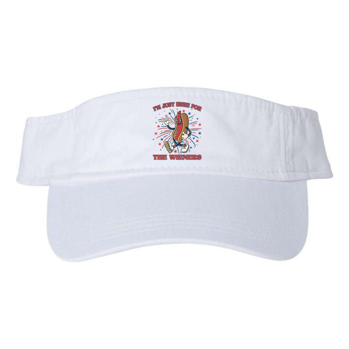 Funny 4th Of July Im Just Here For The Wieners Retro Cartoon Hotdog Visor