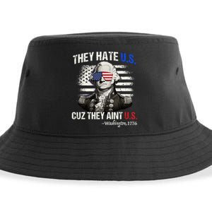 Funny 4th of July Hate Us Aint Us George Washington Sustainable Bucket Hat