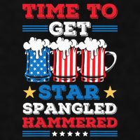 Funny 4th Of July Time To Get Star Spangled Hammered Ladies PosiCharge Tri-Blend Wicking Tank