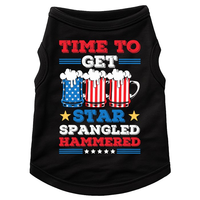Funny 4th Of July Time To Get Star Spangled Hammered Doggie Tank