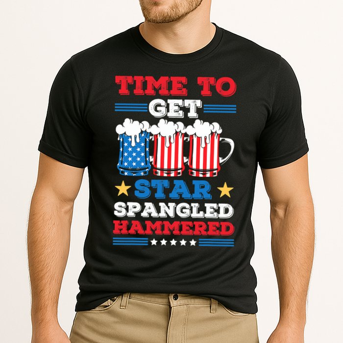 Funny 4th Of July Time To Get Star Spangled Hammered Performance Shirt