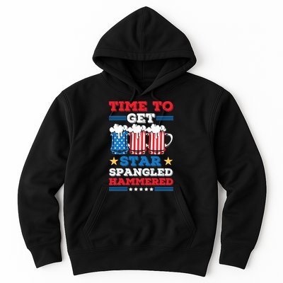 Funny 4th Of July Time To Get Star Spangled Hammered Hoodie