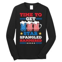 Funny 4th Of July Time To Get Star Spangled Hammered Long Sleeve Shirt