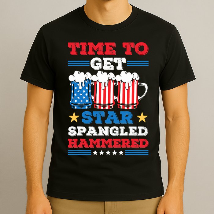 Funny 4th Of July Time To Get Star Spangled Hammered T-Shirt