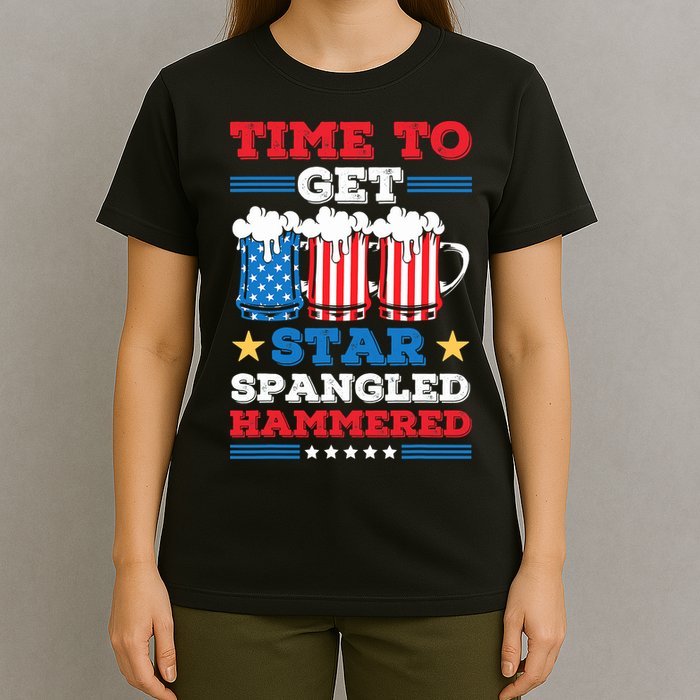 Funny 4th Of July Time To Get Star Spangled Hammered T-Shirt