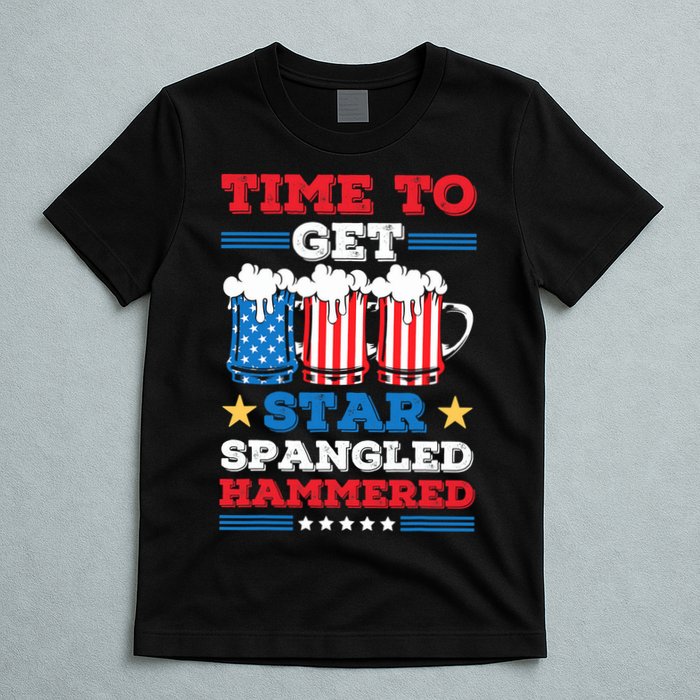 Funny 4th Of July Time To Get Star Spangled Hammered T-Shirt