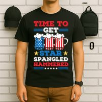 Funny 4th Of July Time To Get Star Spangled Hammered T-Shirt