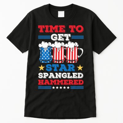 Funny 4th Of July Time To Get Star Spangled Hammered Tall T-Shirt