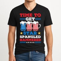 Funny 4th Of July Time To Get Star Spangled Hammered V-Neck T-Shirt