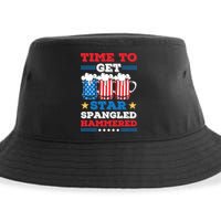 Funny 4th Of July Time To Get Star Spangled Hammered Sustainable Bucket Hat