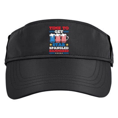 Funny 4th Of July Time To Get Star Spangled Hammered Adult Drive Performance Visor