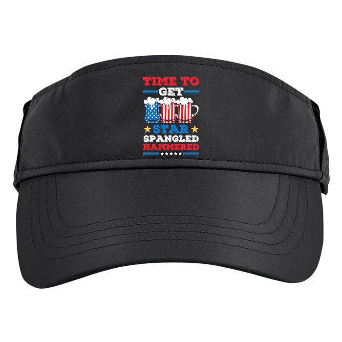 Funny 4th Of July Time To Get Star Spangled Hammered Adult Drive Performance Visor