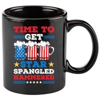 Funny 4th Of July Time To Get Star Spangled Hammered 11oz C Handle Ceramic Mug