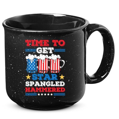 Funny 4th Of July Time To Get Star Spangled Hammered 15oz Campfire Ceramic Mug