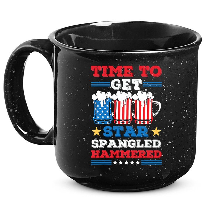 Funny 4th Of July Time To Get Star Spangled Hammered 15oz Campfire Ceramic Mug