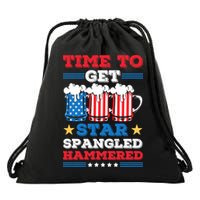 Funny 4th Of July Time To Get Star Spangled Hammered Drawstring Bag